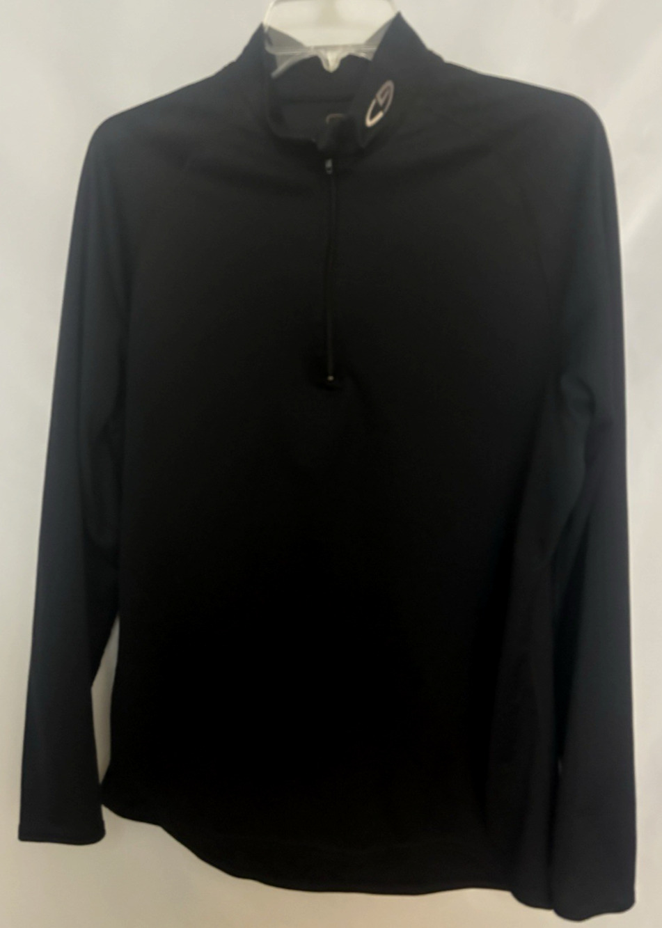 Champion 1/4 Zip Mens Extra Large Black Pullover Mock Neck Logo Long Sleeve